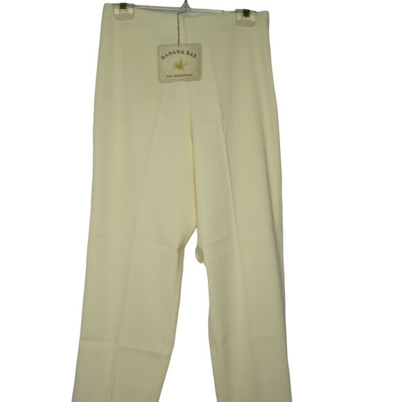 Vintage 80s Banana Bay Pants 8 Light Yellow High Waist Flat Front Zip 30" Inseam - Picture 2 of 10